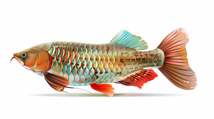 Fototapeta premium 3D Arowana fish in white background vector image