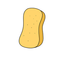 A yellow sponge is shown on a white background