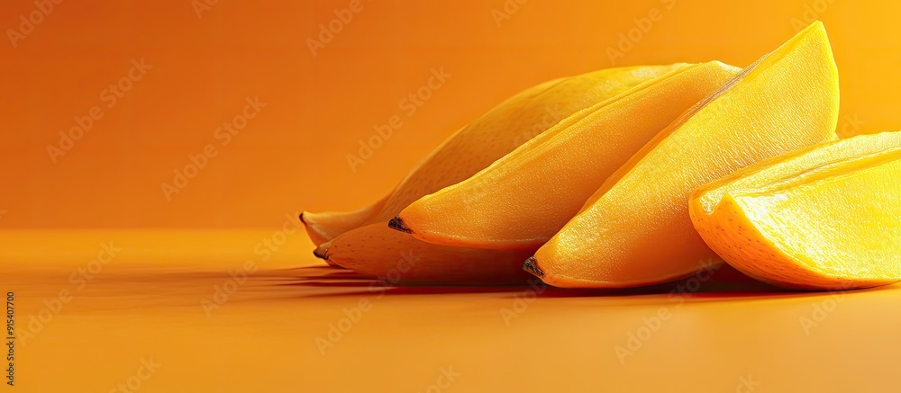 Poster Mango Dried mango on the backdrop. with copy space image. Place for adding text or design