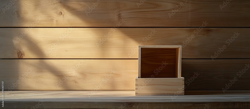 Leinwandbilder wood background wooden box and vacant area wood box on a wood table empty wood box on the table. wit