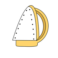 A cartoon drawing of a yellow iron with a white handle