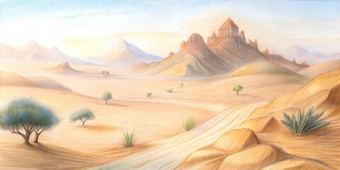 Naklejka premium desert sketch background