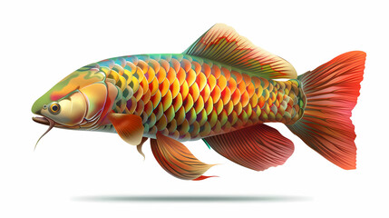 Fototapeta premium 3D Arowana fish in white background vector image