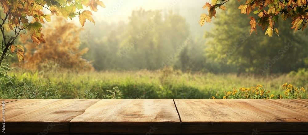 Aufkleber desk of available space with a stunning natural background mock up for showcasing or promoting produ