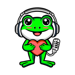 a frog with a heart that says a love heart