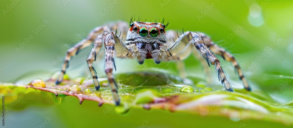 Aufkleber Macro close up of a jumping spider. with copy space image. Place for adding text or design