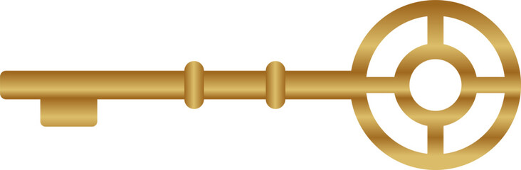 ancient gold key vector. object, symbol, vintage