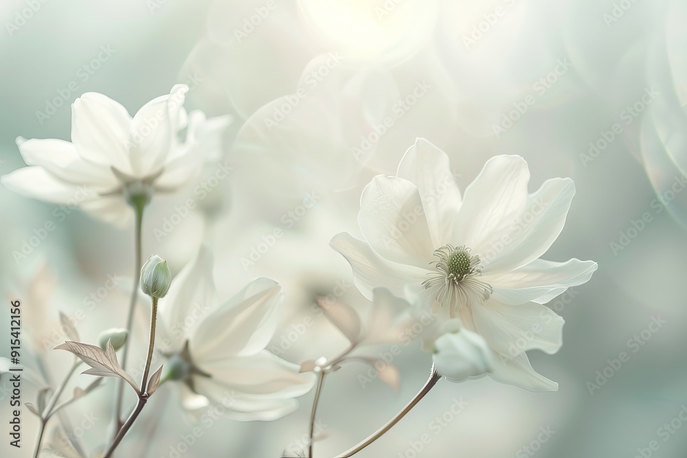 Wall mural light white background with a hint of a soft, blurred vignette around the edges