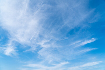 Clear blue color sky with white cloud background