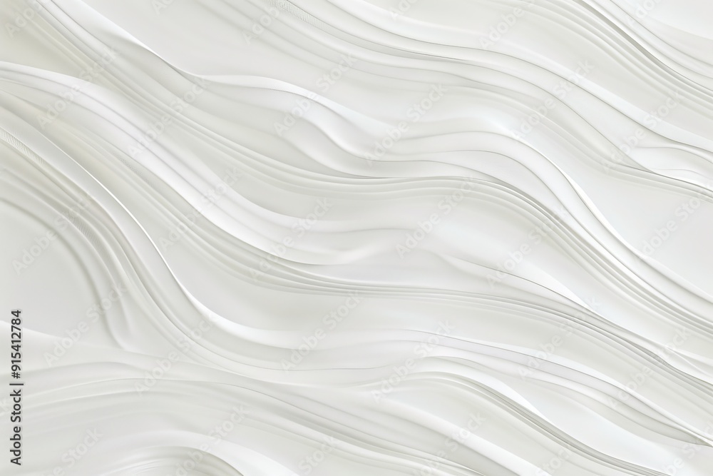 Wall mural subtle white background with thin, wavy lines in very light grey creating a calm pattern