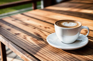 Steaming Cup of Coffee on a Table with Rustic Charm, Warm Ambiance, and Cozy Atmosphere for Comforting and Inviting Visuals

