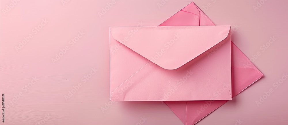 Poster a pink envelope is placed on paper a valentine s day idea for a letter. with copy space image. place
