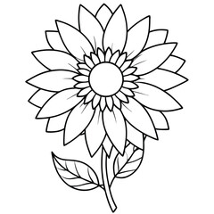 Outline sunflower isolated on a white background. Vector illustration and flower coloring pages