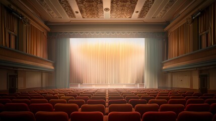 1940s Movie Theater with Classic Marquee