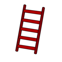 A red ladder with six steps