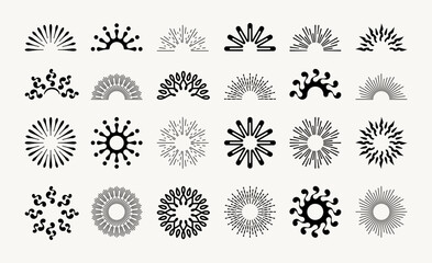 Set of abstract sun rays vector design