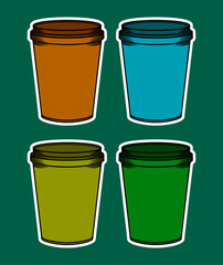 Hot Cup Drink Doodle Sticker Illustration