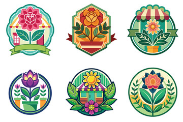 Logo For Flower Shop Vector Illustration