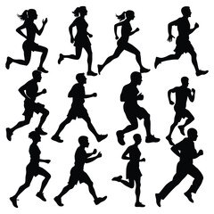 Collection of Dynamic Running Silhouettes