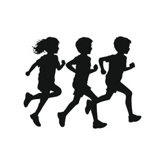 Silhouettes of a running children vector illustration, silhouettes of a running children vector illustration, Little children running silhouette vector illustration