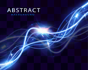 Light blue trail wave vector.Glowing smooth curved lines.Laser wave,glowing light effect,blue trail.	
