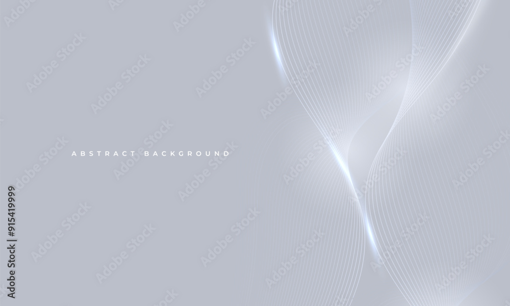 Poster luxury abstract background with silver flowing wavy lines. soft grey modern vector illustration with