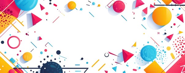 flat vector illustration. frame of geometric shapes on the edges and empty space in the middle on a white background