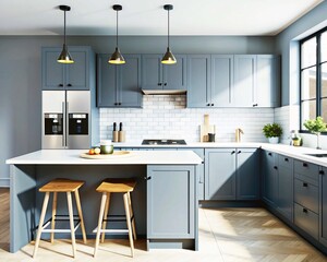 Fototapeta premium Nice and simple gray kitchen