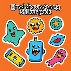 Handdrawn Funny sticker pack for designing and Printing