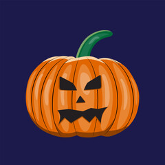 A cartoon pumpkin with a scary face on it