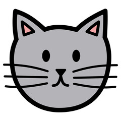 Cat Filled Lined Icon Illustration 