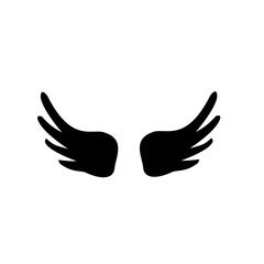 Wings icon. Angel Wings Black silhouette. Hand drawn bird or angel wings. Vector illustration