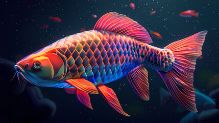 3D Arowana fish in white background vector image