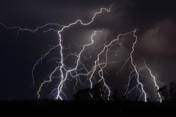 Spaghetti Lightning in the urban night sky