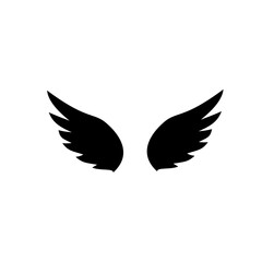 Wings icon. Angel Wings Black silhouette. Hand drawn bird or angel wings. Vector illustration
