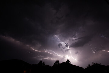 Urban Rooftop Lightning lighting up the skies