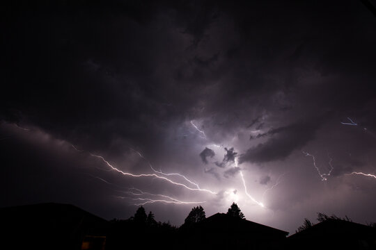 Urban Rooftop Lightning lighting up the skies