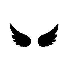 Wings icon. Angel Wings Black silhouette. Hand drawn bird or angel wings. Vector illustration