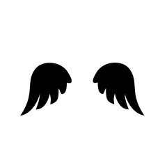 Wings icon. Angel Wings Black silhouette. Hand drawn bird or angel wings. Vector illustration