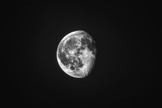 The waning gibbous phase of the moon showing craters and surface detail