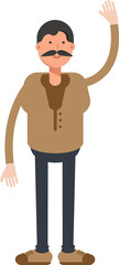 Old Man Character Raising Hand Illustration
