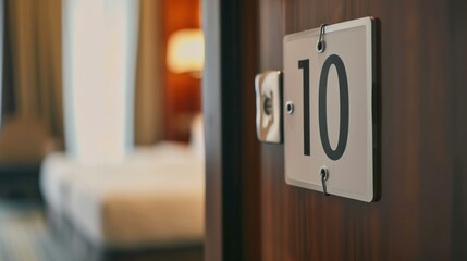 Hotel Room Door with Number Ten