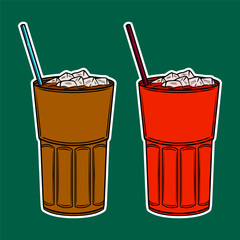 Iced Glass Drink Doodle Sticker Illustration