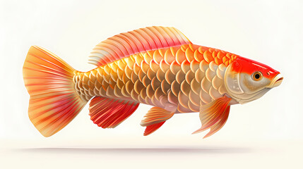 Fototapeta premium 3D Arowana fish in white background vector image