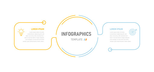 Modern thin linear infographics consisting of two stages with changeable icons. Infographic template for presentations, website