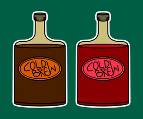Bottle of Coffee Drink Doodle Sticker Illustration