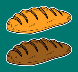 Toast Bread Doodle Sticker Illustration