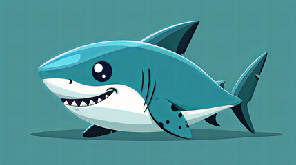 Obraz premium A cheerful baby shark swims through a vibrant ocean filled with light and color