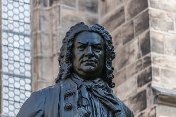 Statue von J. S. Bach in Leipzig Sachsen Deutschland