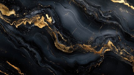 Stunning 3D marble background with black and gold textures, opulent and modern design